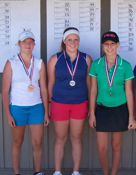 Cara Wilfong 3rd, Maylie Holt 2nd, Mikala Jungmeyer 1st- 14-15 Girls