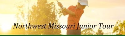 image of a kid golfing with the text overlay that says northwest missouri junior tour